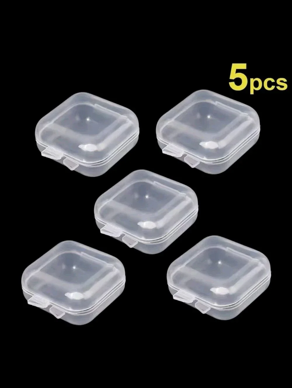 Set of 5 Clear Square Plastic Storage Boxes